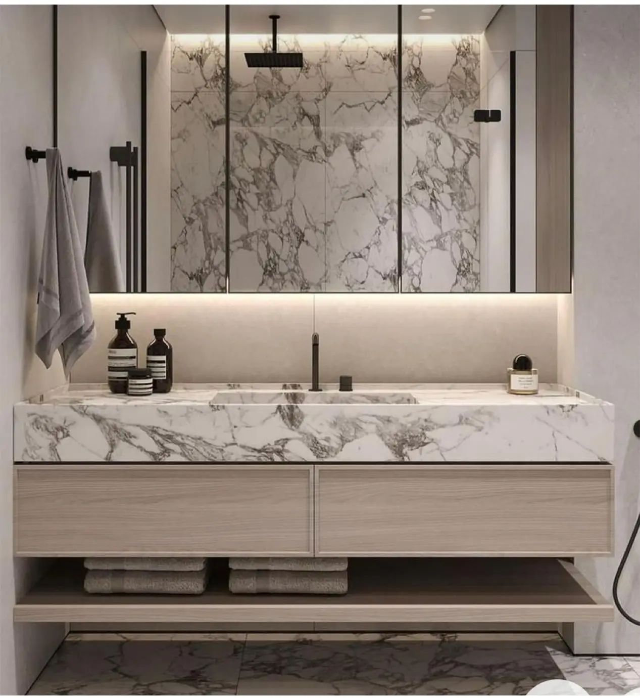 kelen bespoke bathroom cabinets: 2026 modern natural marble vanity & double sink bathroom vanity set