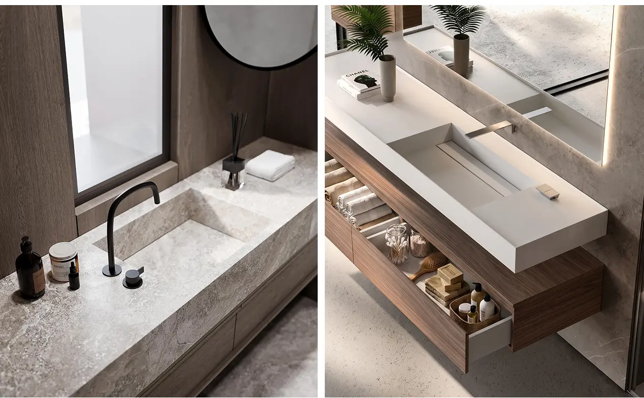 kelen bespoke bathroom cabinets: 2026 modern natural marble vanity & double sink bathroom vanity set