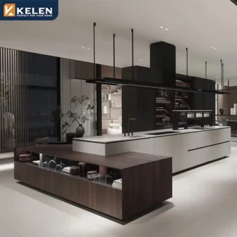 kelen 2026 luxury home kitchen furniture island kitchen cabinet model manufacturer modern designs kitchen cabinet complete sets