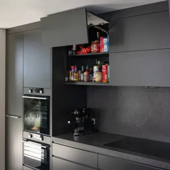 kelen 2026 luxury kitchen cabinets black matt smart lifting door complete full home custom eco friendly marble laminate kitchen island