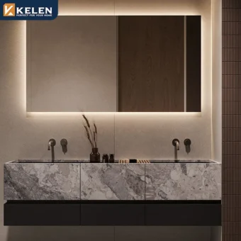 kelen 2026 bespoke bathroom cabinets: luxury natural marble double sink bathroom vanity & vanity bathroom