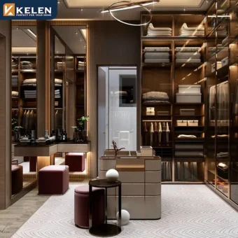 kelen bespoke 2026 walk in closet: modern luxury bedroom wardrobe, custom mdf wood combination design