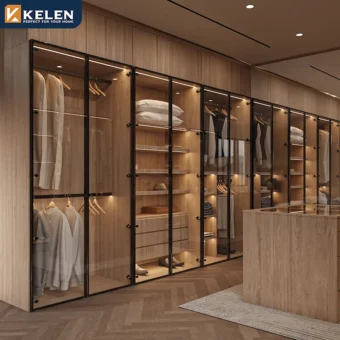 KELEN 2026 Custom Aluminium Closet Wardrobe Modern Bedroom Wardrobe Furniture Wooden Wardrobe Closet Cabinet Clothes Closet