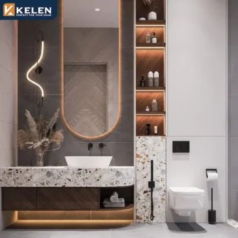 kelen 2026 luxury vanity bathroom: natural marble custom bespoke bathroom cabinets design